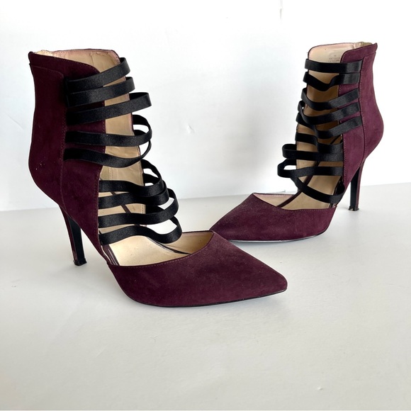 NINE WEST | Purple Elastic Detail Faux Suede Booties Sz 9 - Picture 9 of 11